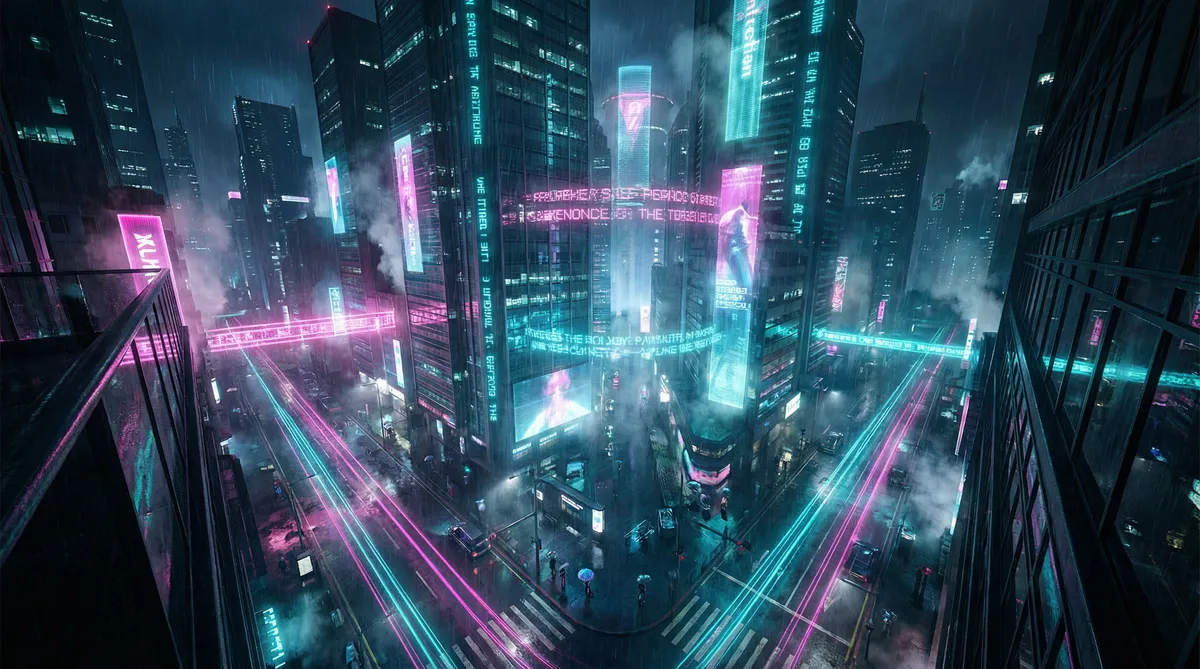 LL999.APP.IOS 192.168.0.1 竖屏短剧平台首页背景 - 赛博朋克都市夜景